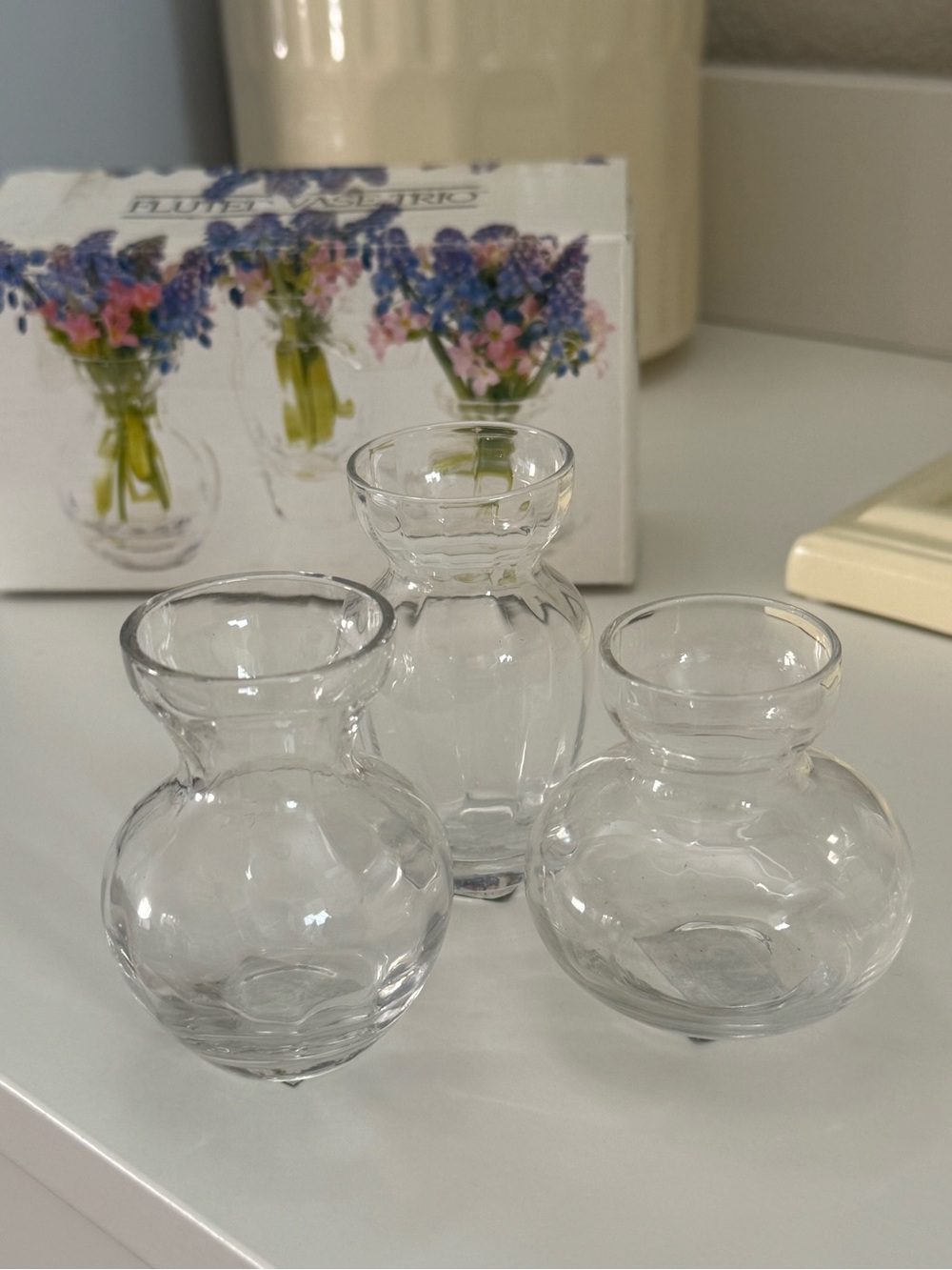 Two's Company Clear Glass Bud Vases - Set of 3